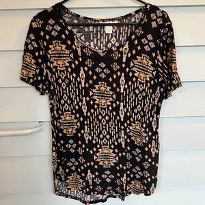 H&M Black Tee with Colorful Tribal Pattern